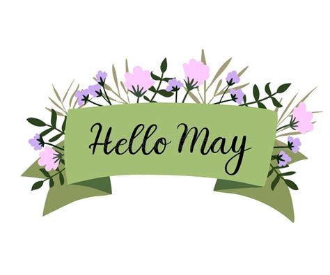 Hello May Hand Lettering Greeting Card Banner Invitation Modern