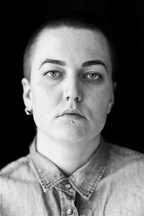 Portrait Of Real Lesbian Woman On The Black Background By Stocksy Contributor Alexey Kuzma