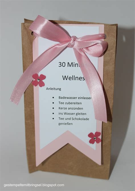 Vorlage anleitung 30 minuten wellness text zum ausdrucken. Gestempelte Mitbringsel: 30 Minuten Wellness in der Tüte