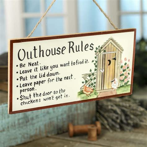 Outhouse Rules Sign Signs And Ornaments Home Decor