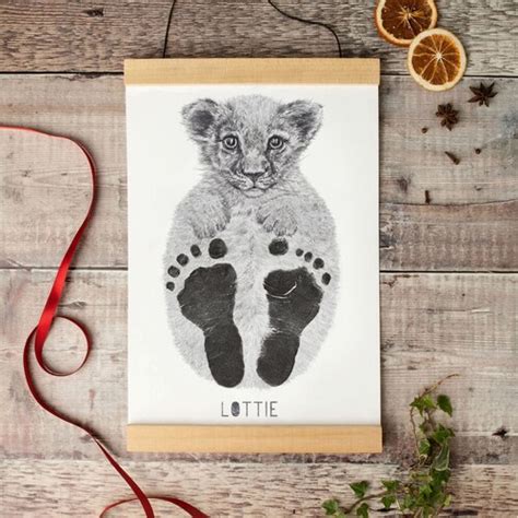 Personalised Baby And Child Panda Footprint Kit Baby Shower Etsy