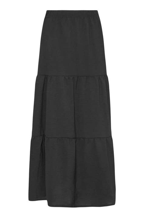 Black Maxi Jersey Strtech Skirt With Pockets Plus Size 16 To 36