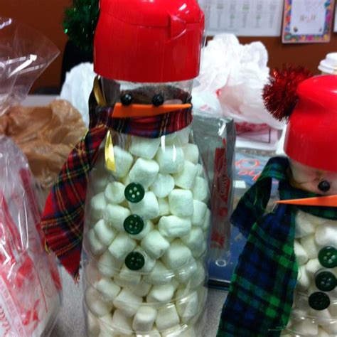 Marshmallow Snowman Empty Coffee Creamer Bottle Filled
