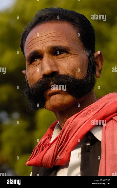 Rajasthani Man Showing Off His Long Moustache Pushkar Rajasthan