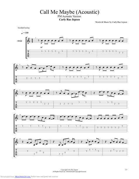 Call Me Maybe Acoustic Guitar Pro Tab By Carly Rae Jepsen