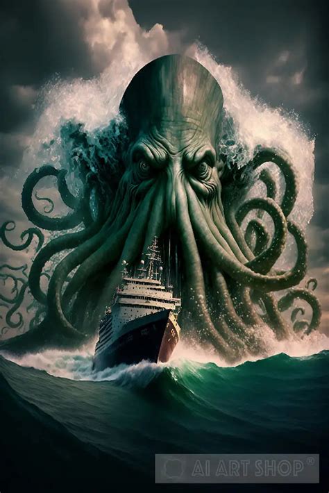 Cthulhu Lovecraft Ocean Ship