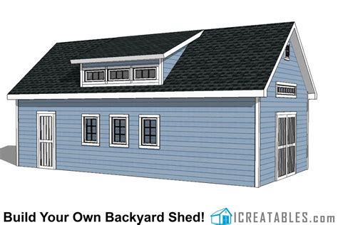 16x32 Shed Plans With Dormer Construction Drawings