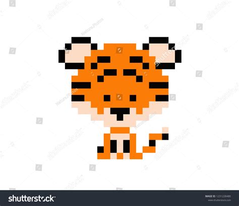 Illustration Pixel Art Tiger Pixel Style Stock Vector Royalty Free