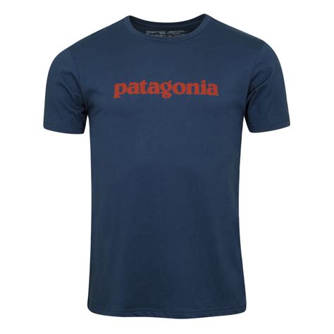 Patagonia Text Logo Organic Cotton T Shirt Stone Blue The Sporting Lodge