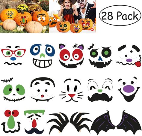 Nuobesty Halloween Pumpkin Face Stickers Pumpkin Decorating Craft Kit