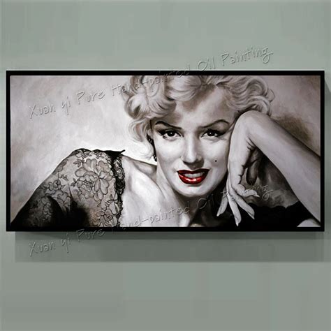 Handpainted Modern Wall Art Abstract Marilyn Monroe Decor Wall Art Canvas Decoration Home Black