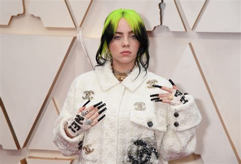 The pop star shed her green wig and baggy sweaters and swapped them for something a little more skimpy and steamy for. Billie Eilish Rocked Extra-Long Black Nails on the Oscars ...