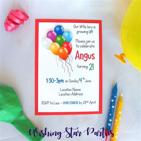 3d Balloon Birthday Invitations By Wishingstarparties On Etsy
