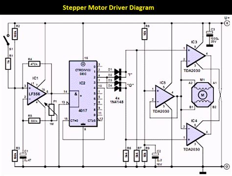 Stepper Motor Controller Using Tda2030 Electronic Schematic Diagram