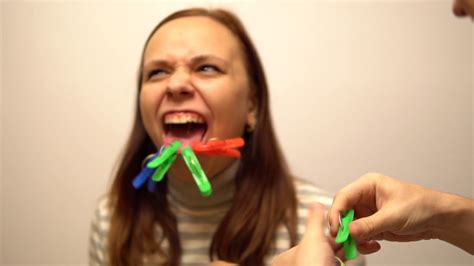 Challenge Put So Much Clothespins On Your Tongue As You Can Youtube
