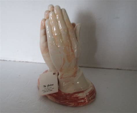 Alabama Clay Praying Hands Figurine Religious With Tag