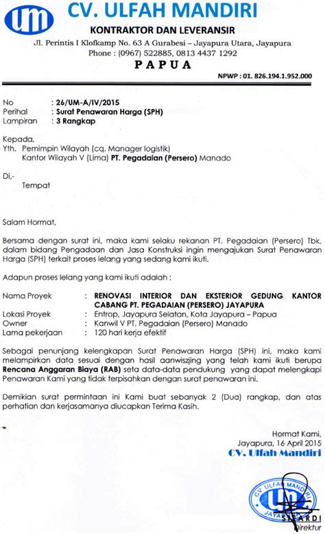 Contoh Surat Penawaran Jasa Konsultan Perencana / Lampiran Iv B Jasa