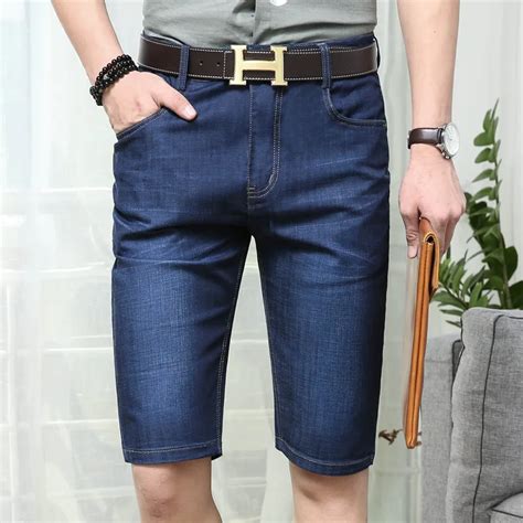 2017 New Summer Mens Denim Shorts Slim Regular Casual Knee Length Short Hole Jeans Shorts Men