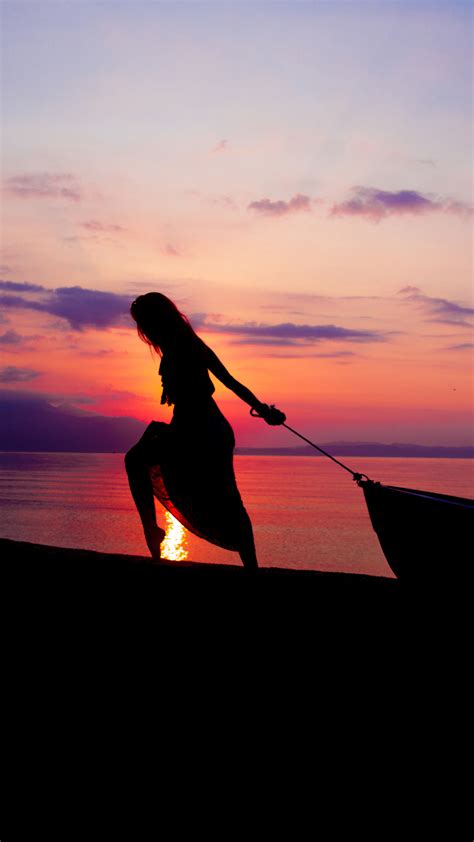 1080x1920 1080x1920 Silhouette Beach Boat Sunset Dusk Dawn