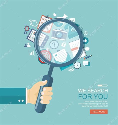 Search Engine Flat Illustration With Magnifying Glass — Stock Vector