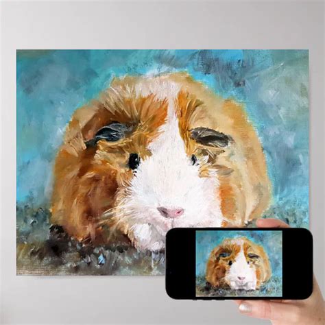 Daisy Guinea Pig Oil Painting Poster Zazzle