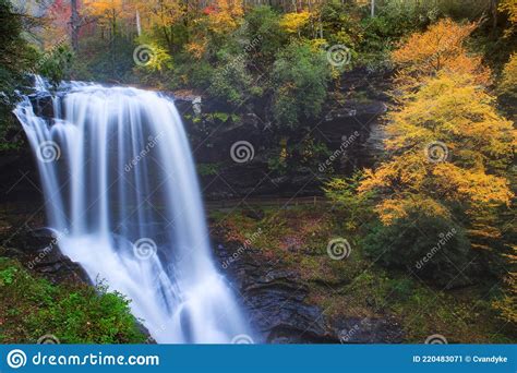 North Carolina Waterfall In Autumn Stock Image Image Of Waterfall