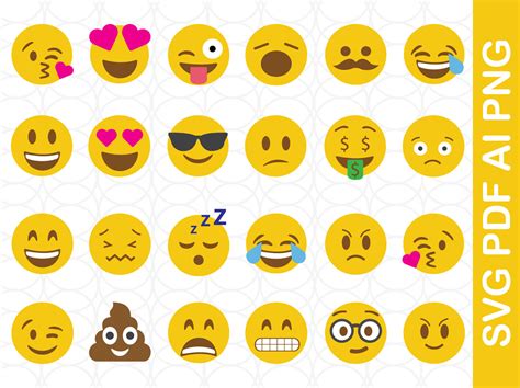 Emoji Clipart Emojis Png Emoji Bundle Svg Commercially Etsy