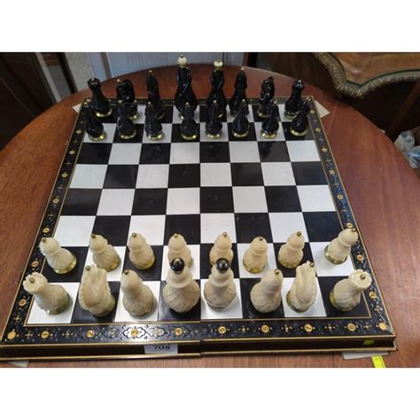 Chess Set With Metal Chess Board 47 X 47cm Height Of Tallest Chess