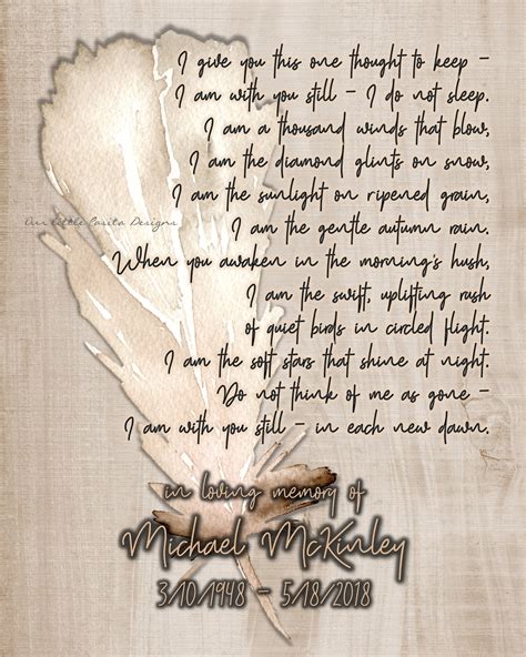 In Memory Of Loved One Remembrance Poem 8x10 Printable Digital Etsy