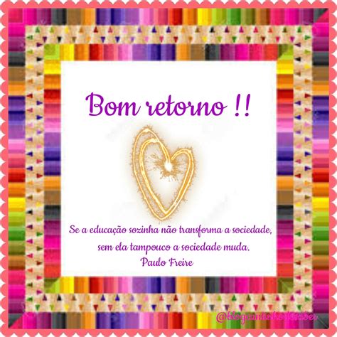 Mensagens de bom retorno - Atividades para a Educação Infantil