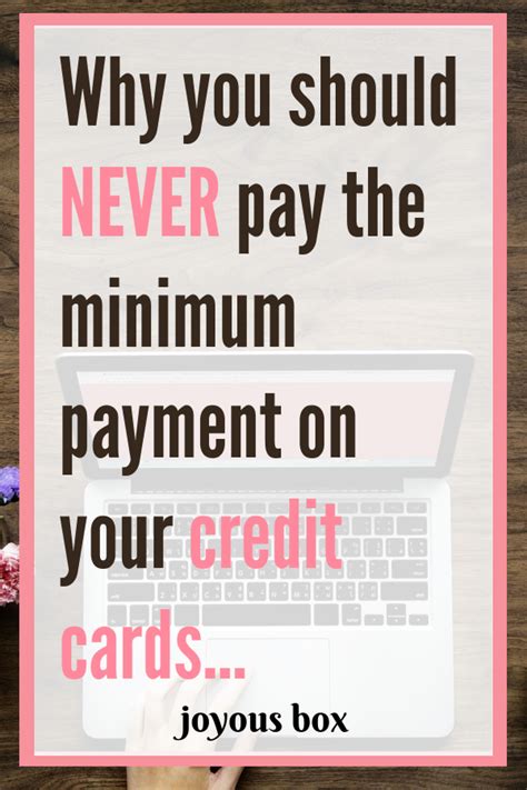 This minimum payment is the lowest amount you can pay toward your credit card balance and keep your account in good standing. Why You Should (Almost) Never Pay the Minimum Payment on ...