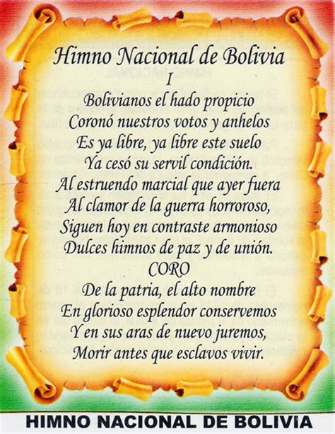 Himno Nacional Historia Literatura Educación De Bolivia Mapas
