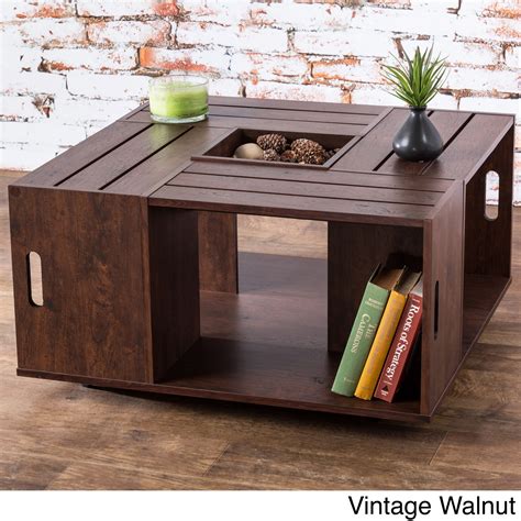 Furniture Of America The Crate Square Coffee Table With Open Shelf