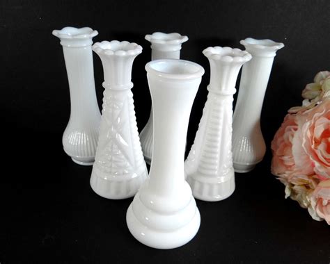 Reserved For Amanda Vintage Milk Glass Vases Set Of 6 Vase