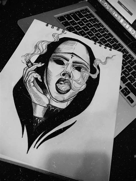 Subtle tattoo designs are becoming increasingly popular. Эскиз Тату Монашка 16.02.2020 №1009 -nun tattoo- tattoo ...