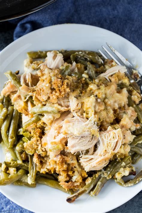 I need to make this, this week! Crock Pot Chicken and Stuffing with Green Beans - Spicy ...
