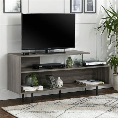 Manor Park Mid Century Modern Tv Stand For Tvs Up To 50 Slate Grey