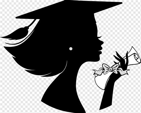 Silhouette Of Graduated Woman Holding Diploma Graduation Ceremony