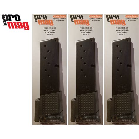 3 Pack Promag Ruger Lc9 9mm 10 Round Magazine Stippled Extension Rug17