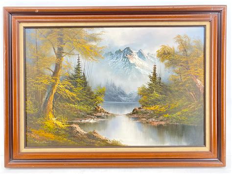 Lot In The Style Of Frank Johnston Mountainous Landscape Oil On Canvas