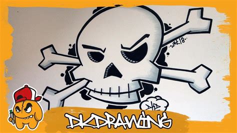 How To Draw A Dkd Graffiti Skull And Crossbones Step By Step Youtube