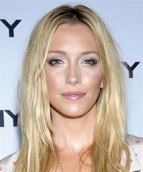 Katie Cassidy Long Straight Casual Hairstyle Light Champagne Blonde Hair Color