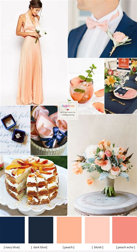 Navy Blue And Peach Wedding Colour Theme Ideas