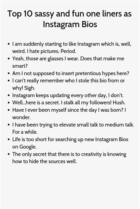 Sassy And Fun One Liners As Instagram Bios Witty Instagram Captions