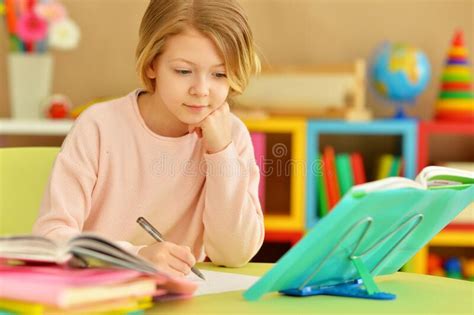 Cute Teen Girl Doing Homework In Her Room Stock Image Image Of Room