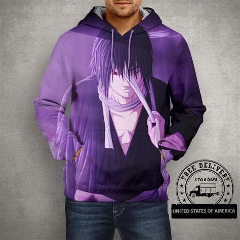 Anime Naruto Sasuke Uchiha Purple Hoodie 3d Printed