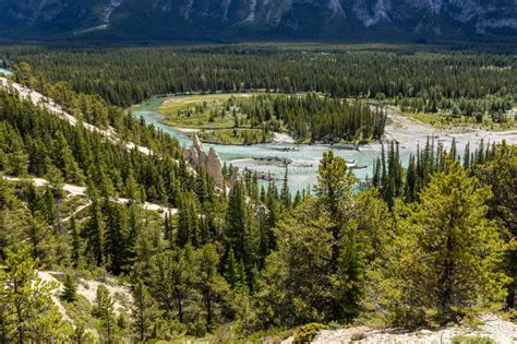 Bow River Of Banff National Park In Alberta Canada Stock Image Image