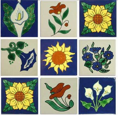 Here, 18 ideas for painted floors to add a sea of character to your home. Flowers Mexican Ceramic Tile Collection - Mexican Tile Designs