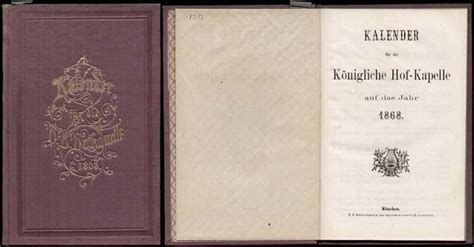 Kalender Für Die Königliche Hof Kapelle Auf Das Jahr 1868 By