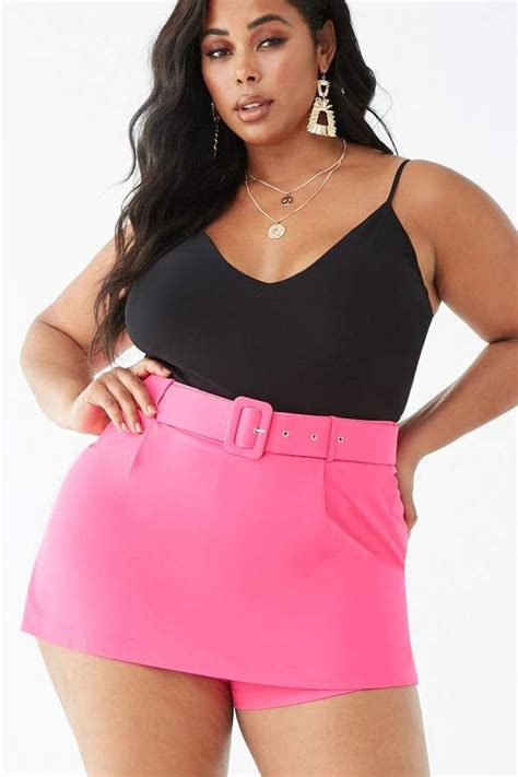 Forever 21 Plus Size High Rise Belted Skort Size 26 Dresses Plus Size